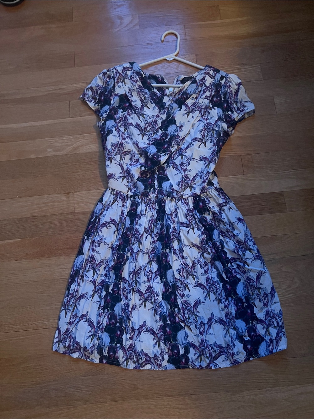 Topshop White Dress with Purple Floral Pattern